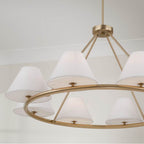 Capital Lighting 453281MA Matte Brass 44.75''w X 20.50''h 8-light Circular Chandelier In Matte Brass With White Fabric Shades And Glass Diffusers Image 3