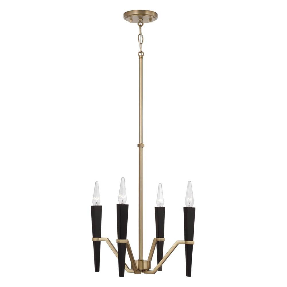 Capital Lighting 453841AB Aged Brass,Black 16'' W X 15.75'' H 4-light Chandelier In Aged Brass And Black Image 1