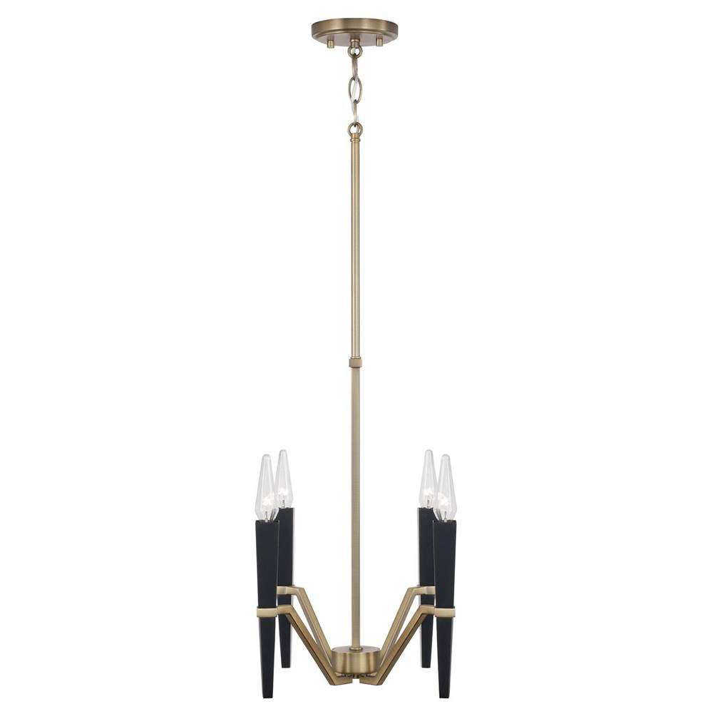 Capital Lighting 453841AB Aged Brass,Black 16'' W X 15.75'' H 4-light Chandelier In Aged Brass And Black Image 2