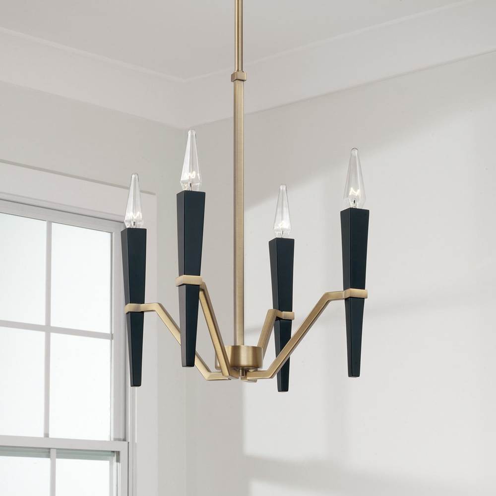 Capital Lighting Enzo 16'' W X 15.75'' H 4-light Chandelier In Aged Brass And Black