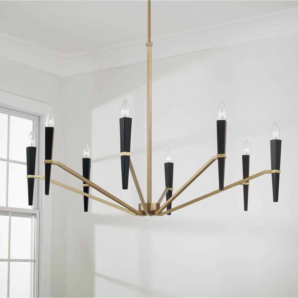 Capital Lighting Enzo 40'' W X 27'' H 8-light Chandelier In Aged Brass And Black