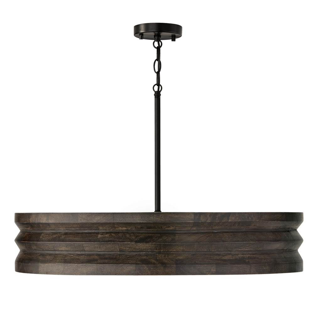 Capital Lighting 454041EB Espresso Stain,Black 30'' W X 18'' H 4-light Chandelier In Matte Black And Handcrafted Mango Wood In Espresso Stain Image 1