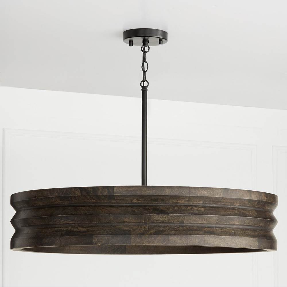 Capital Lighting 454041EB Espresso Stain,Black 30'' W X 18'' H 4-light Chandelier In Matte Black And Handcrafted Mango Wood In Espresso Stain Image 2