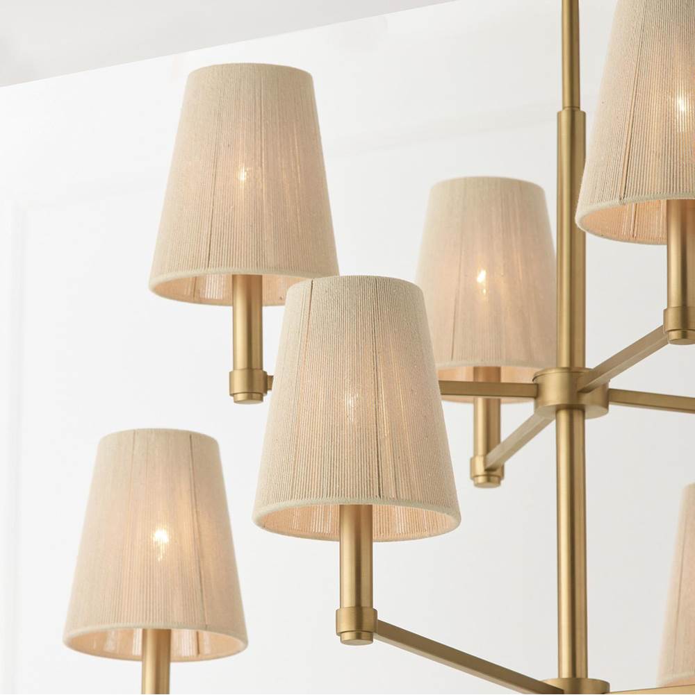 Capital Lighting 454581MA Matte Brass 36'' W X 36'' H 8-light Two-tier Chandelier In Matte Brass With Tapered Bleached Natural Rope Shades Image 4