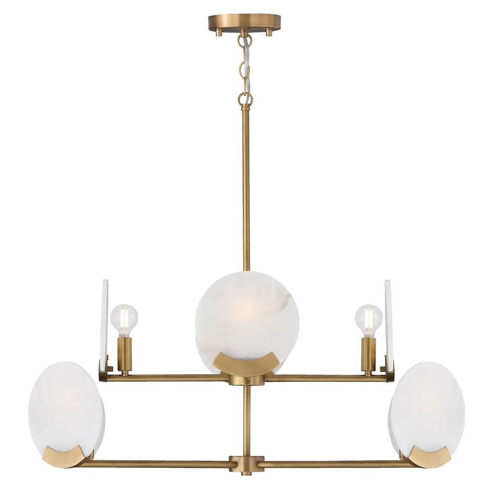 Capital Lighting 454681AD Aged Brass 36'' W X 13'' H 8-light Two-tier Chandelier In Aged Brass With Natural Alabaster Stone Image 1