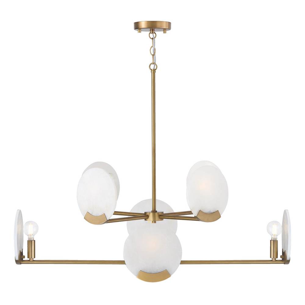 Capital Lighting 454681AD Aged Brass 36'' W X 13'' H 8-light Two-tier Chandelier In Aged Brass With Natural Alabaster Stone Image 2