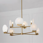 Capital Lighting Oriya 36'' W X 13'' H 8-light Two-tier Chandelier In Aged Brass With Natural Alabaster Stone