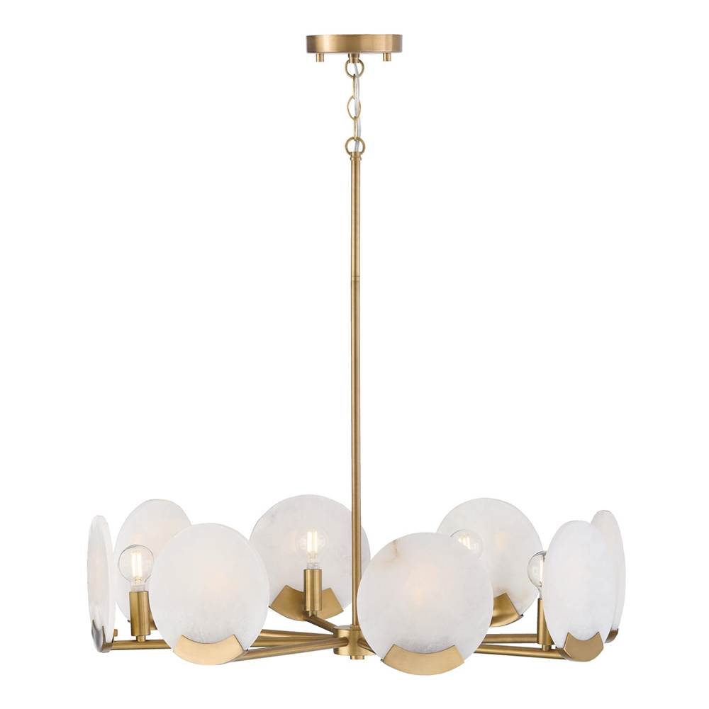 Capital Lighting 454682AD Aged Brass 28'' W X 7.25'' H 8-light Chandelier In Aged Brass With Natural Alabaster Stone Image 1