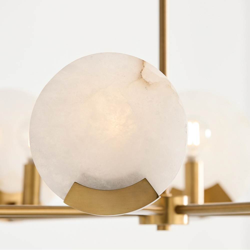 Capital Lighting 454682AD Aged Brass 28'' W X 7.25'' H 8-light Chandelier In Aged Brass With Natural Alabaster Stone Image 5