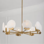 Capital Lighting Oriya 28'' W X 7.25'' H 8-light Chandelier In Aged Brass With Natural Alabaster Stone