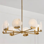 Capital Lighting 454682AD Aged Brass 28'' W X 7.25'' H 8-light Chandelier In Aged Brass With Natural Alabaster Stone Image 3