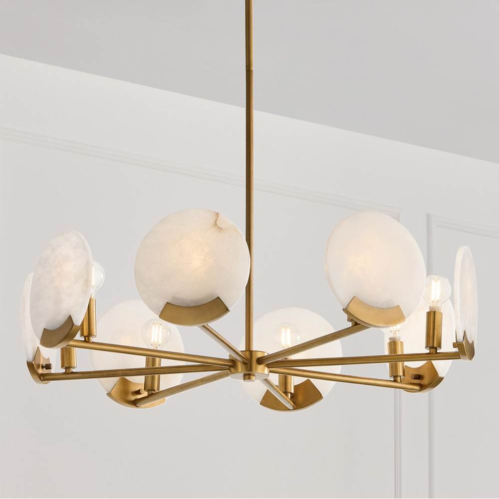 Capital Lighting 454682AD Aged Brass 28'' W X 7.25'' H 8-light Chandelier In Aged Brass With Natural Alabaster Stone Image 3