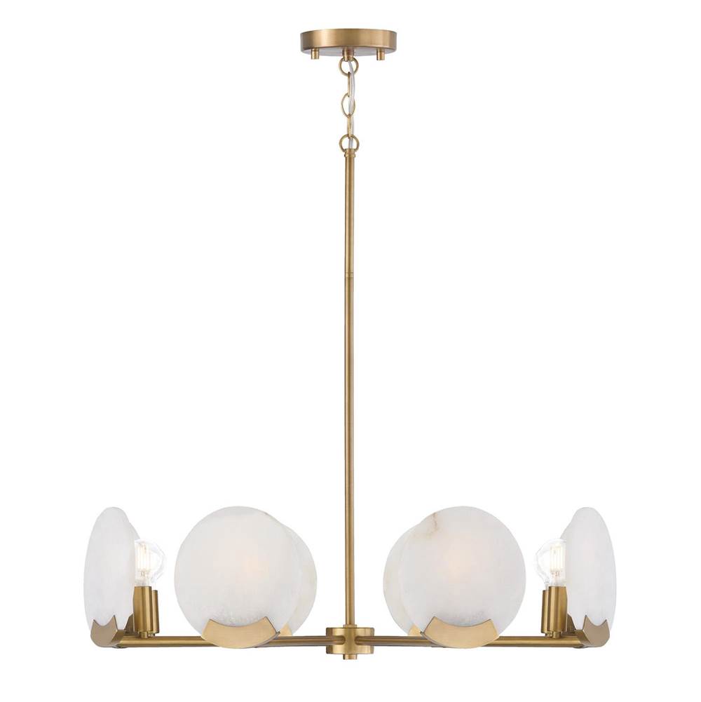 Capital Lighting 454682AD Aged Brass 28'' W X 7.25'' H 8-light Chandelier In Aged Brass With Natural Alabaster Stone Image 2