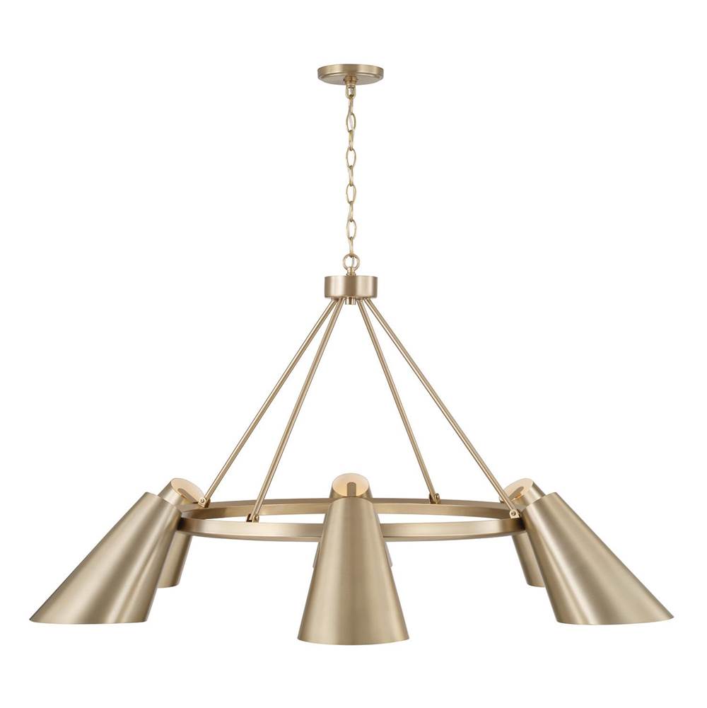 Capital Lighting 454961MA Matte Brass 48'' W X 25.5'' H 6-light Modern Ring Chandelier In Matte Brass With Painted White Interior Image 2