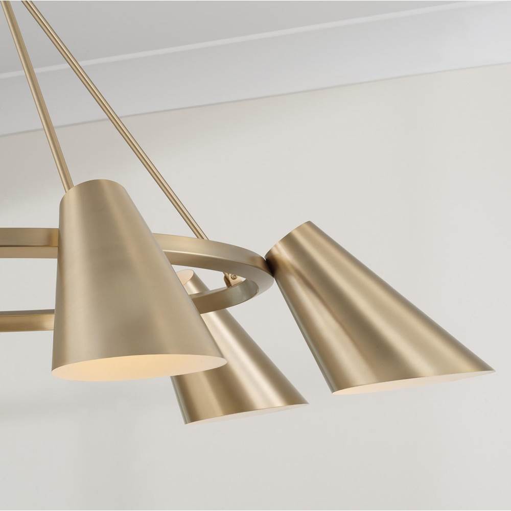 Capital Lighting 454961MA Matte Brass 48'' W X 25.5'' H 6-light Modern Ring Chandelier In Matte Brass With Painted White Interior Image 3