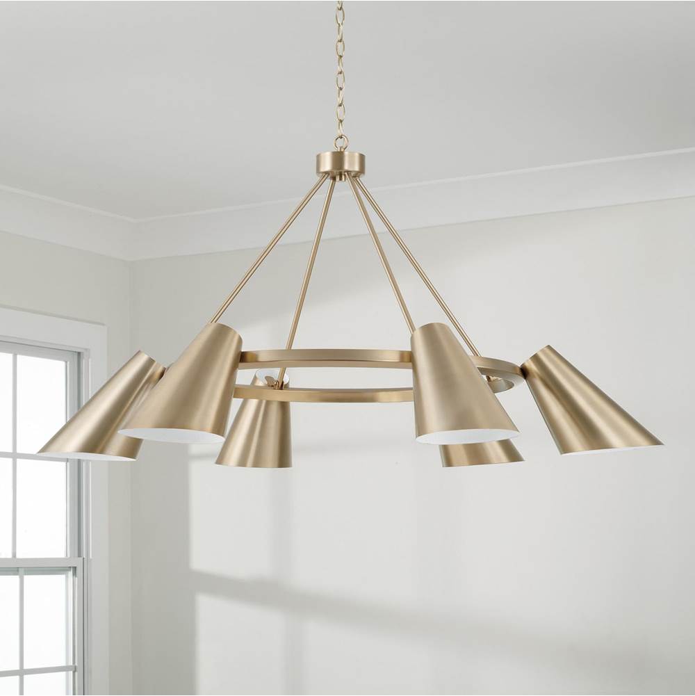 Capital Lighting Leo 48'' W X 25.5'' H 6-light Modern Ring Chandelier In Matte Brass With Painted White Interior