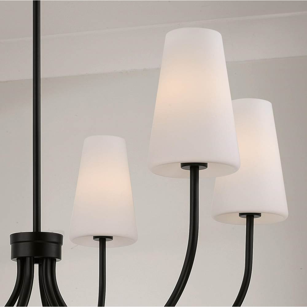Capital Lighting 455261MB-550 Matte Black 37.25'' W X 26.5'' H 6-light Transitional Chandelier In Matte Black With Tapered Soft White Glass Image 3
