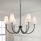 Capital Lighting Averitt 37.25'' W X 26.5'' H 6-light Transitional Chandelier In Aged Brass With Tapered Soft White Glass