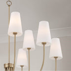 Capital Lighting 455291AD-550 Aged Brass 46'' W X 32.25'' H 9-light Two-tier Chandelier In Aged Brass With Tapered Soft White Glass Image 3