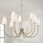 Capital Lighting Averitt 46'' W X 32.25'' H 9-light Two-tier Chandelier In Aged Brass With Tapered Soft White Glass