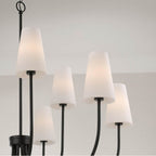 Capital Lighting 455291MB-550 Matte Black 46'' W X 32.25'' H 9-light Two-tier Chandelier In Matte Black With Tapered Soft White Glass Image 3