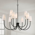 Capital Lighting Averitt 46'' W X 32.25'' H 9-light Two-tier Chandelier In Aged Brass With Tapered Soft White Glass