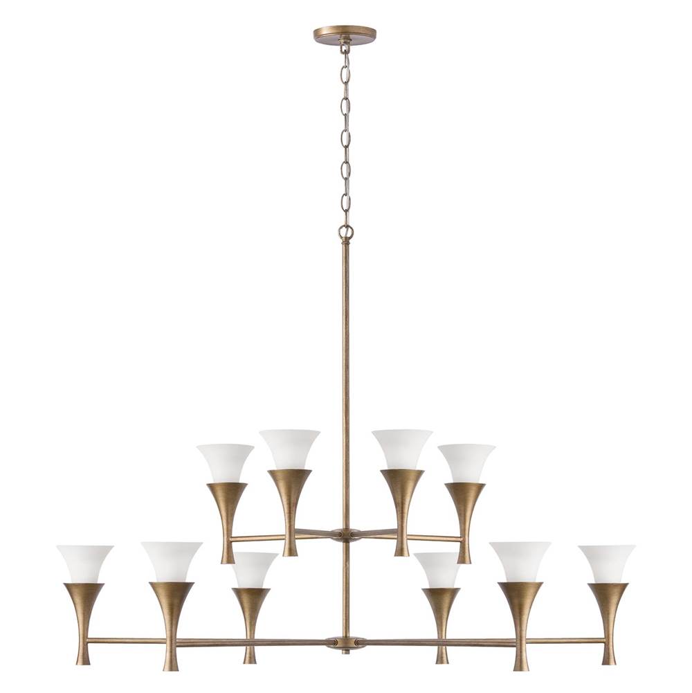 Capital Lighting 455701ML Mystic Luster 48'' W X 35'' H 10-light Two-tier Chandelier In Mystic Luster With Soft White Glass Image 1