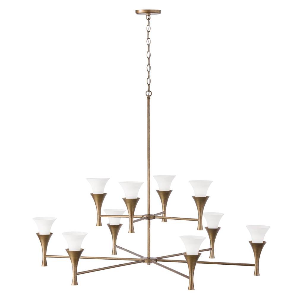 Capital Lighting 455701ML Mystic Luster 48'' W X 35'' H 10-light Two-tier Chandelier In Mystic Luster With Soft White Glass Image 4