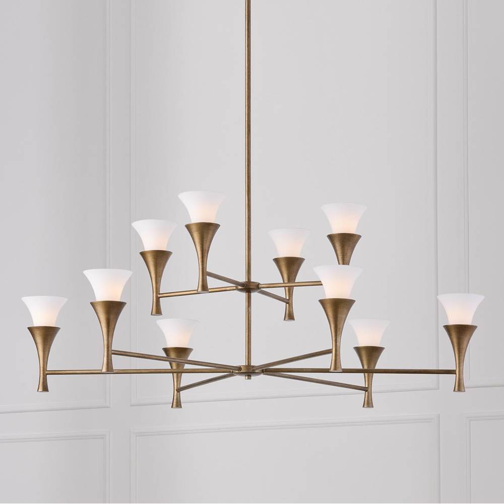 Capital Lighting Nola 48'' W X 35'' H 10-light Two-tier Chandelier In Mystic Luster With Soft White Glass