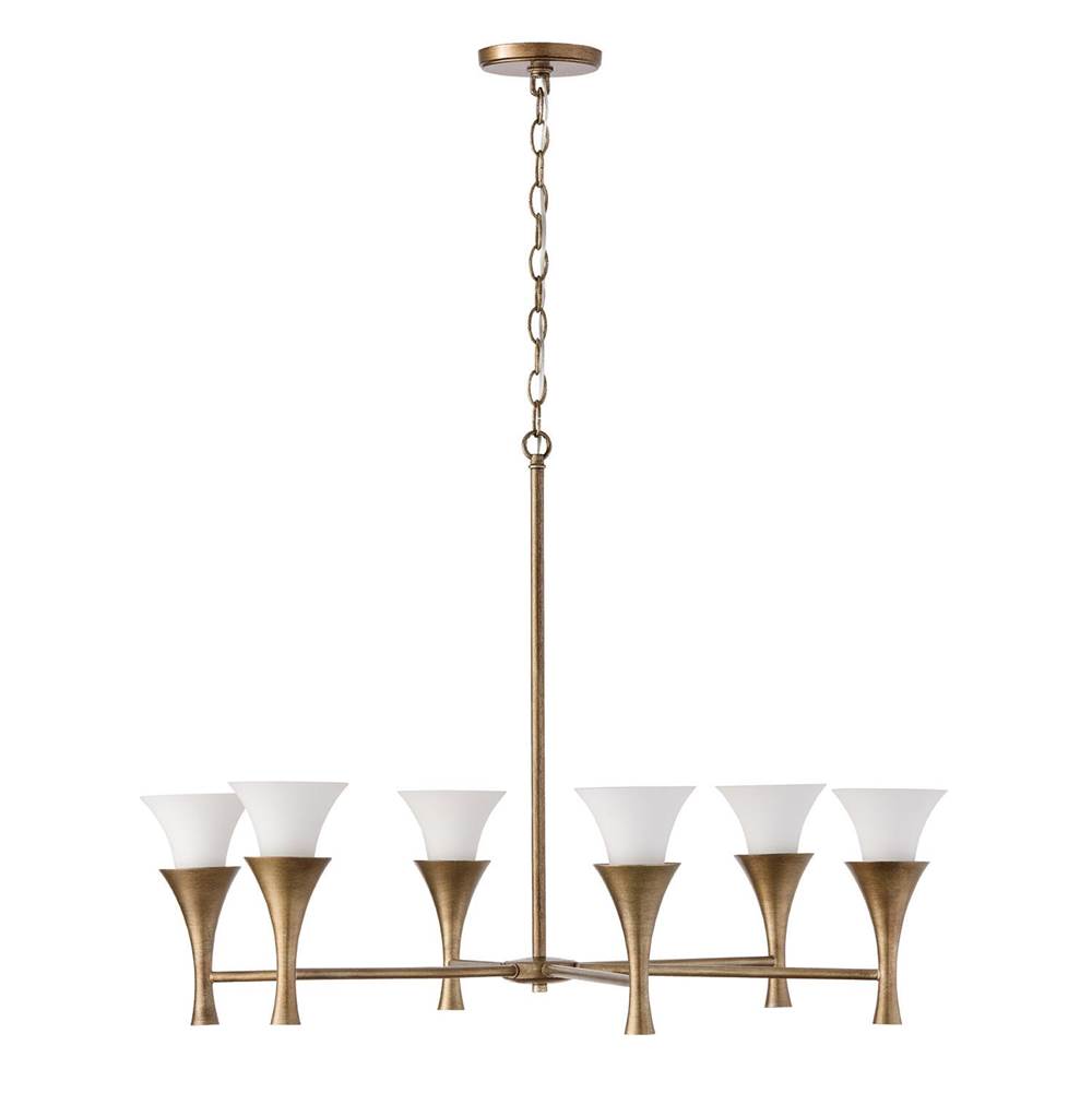 Capital Lighting 455761ML Mystic Luster 34'' W X 23'' H 6-light Chandelier In Mystic Luster With Soft White Glass Image 2