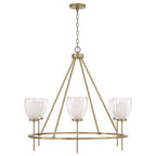 Capital Lighting 455961AD Aged Brass 35'' W X 31'' H 6-light Ring Chandelier In Aged Brass With Layered White And Clear Glass Image 4