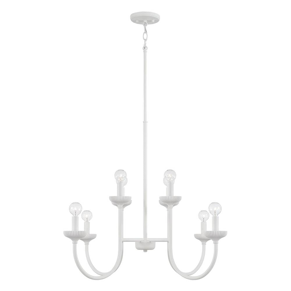 Capital Lighting 456181CE Ceramic White 32.5'' W X 26'' H 8-light Chandelier In Matte White With Handcrafted Fluted Ceramic Accents Image 1