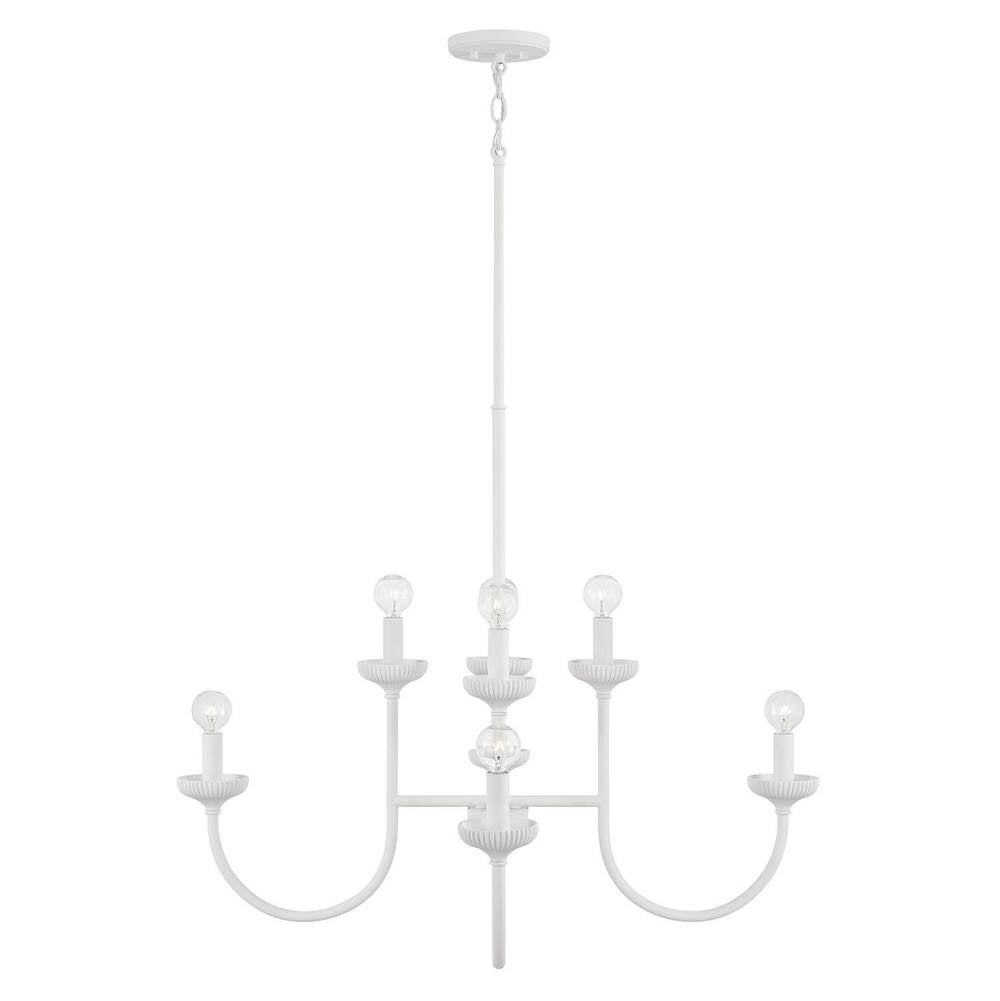 Capital Lighting 456181CE Ceramic White 32.5'' W X 26'' H 8-light Chandelier In Matte White With Handcrafted Fluted Ceramic Accents Image 2