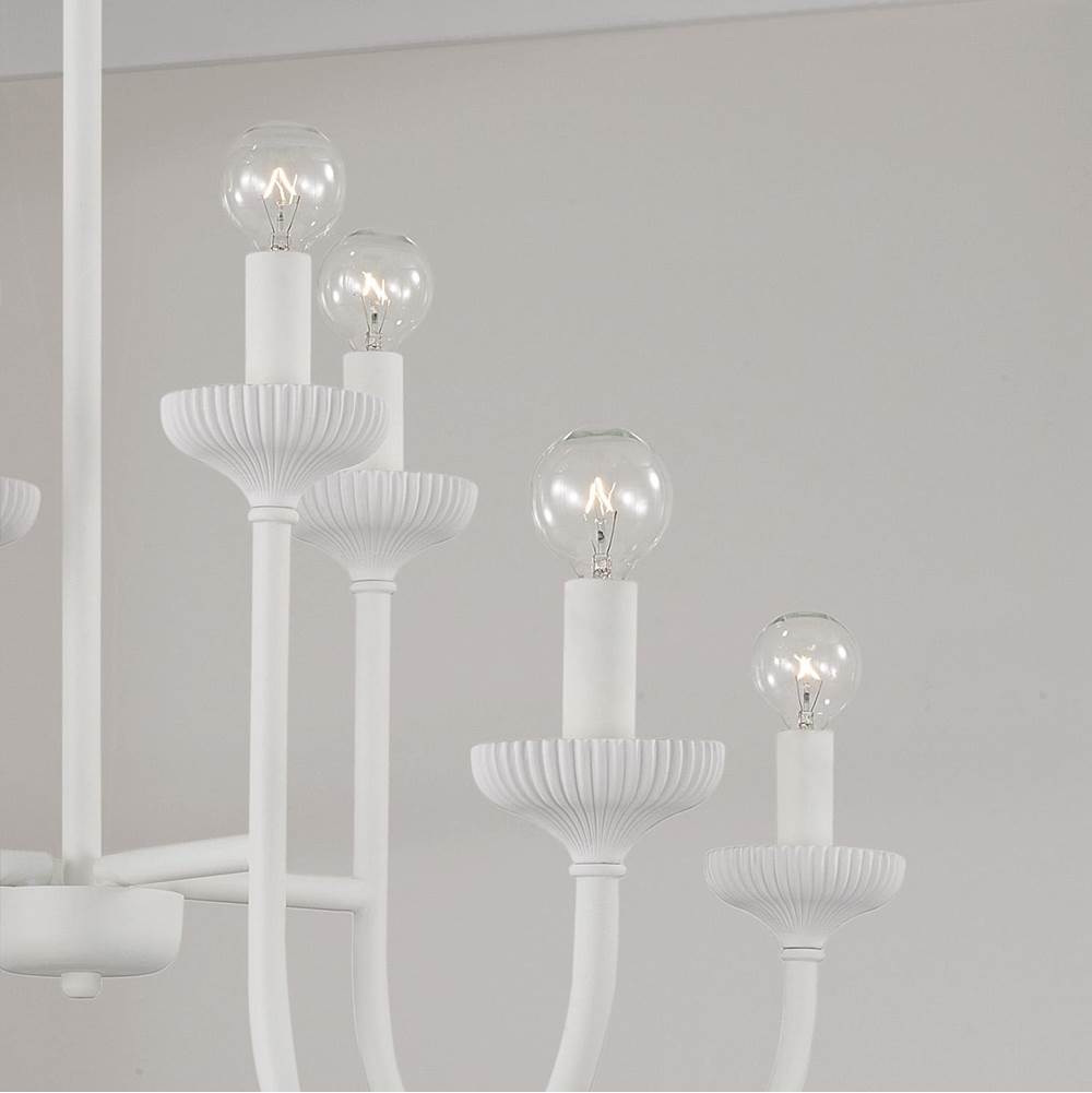 Capital Lighting 456181CE Ceramic White 32.5'' W X 26'' H 8-light Chandelier In Matte White With Handcrafted Fluted Ceramic Accents Image 3