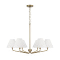 Capital Lighting 456661AD-714 Aged Brass 34'' W X 22.5'' H 6-light Angular Chandelier In Aged Brass With Tapered White Fabric Shades Image 1