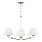 Capital Lighting 456661AD-714 Aged Brass 34'' W X 22.5'' H 6-light Angular Chandelier In Aged Brass With Tapered White Fabric Shades Image 2
