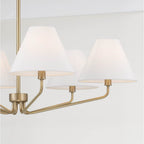 Capital Lighting 456661AD-714 Aged Brass 34'' W X 22.5'' H 6-light Angular Chandelier In Aged Brass With Tapered White Fabric Shades Image 3