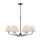 Capital Lighting 456661ES-713 Espresso 35'' W X 22.5'' H 6-light Angular Chandelier In Espresso With Tapered Soft Tan Fabric Shades Image 1