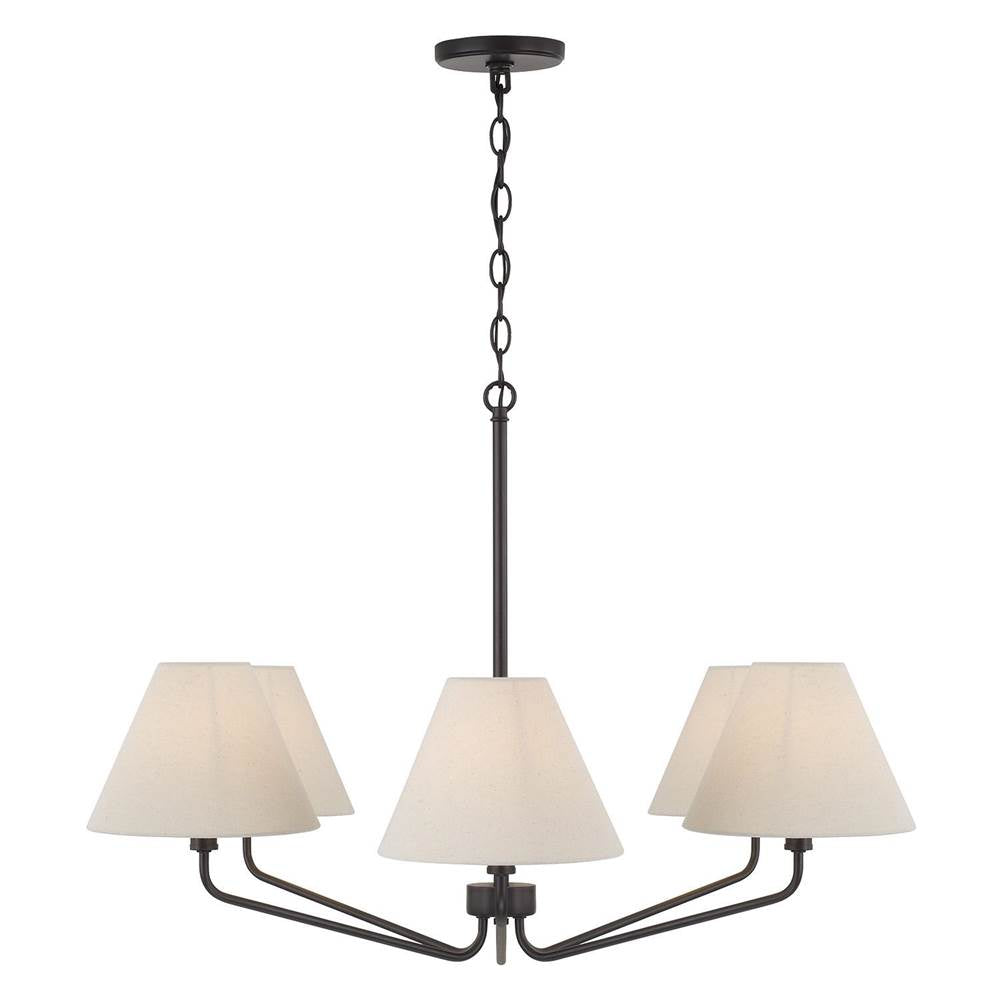 Capital Lighting 456661ES-713 Espresso 35'' W X 22.5'' H 6-light Angular Chandelier In Espresso With Tapered Soft Tan Fabric Shades Image 2