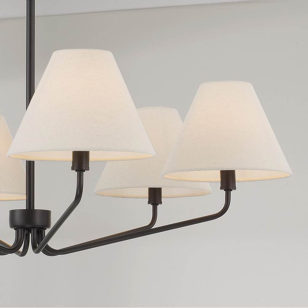 Capital Lighting 456661ES-713 Espresso 35'' W X 22.5'' H 6-light Angular Chandelier In Espresso With Tapered Soft Tan Fabric Shades Image 3