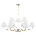 Capital Lighting 456691AD-714 Aged Brass 45'' W X 22.5'' H 9-light Angular Two-tier Chandelier In Aged Brass With Tapered White Fabric Shades Image 1