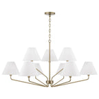 Capital Lighting 456691AD-714 Aged Brass 45'' W X 22.5'' H 9-light Angular Two-tier Chandelier In Aged Brass With Tapered White Fabric Shades Image 1