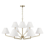 Capital Lighting 456691AD-714 Aged Brass 45'' W X 22.5'' H 9-light Angular Two-tier Chandelier In Aged Brass With Tapered White Fabric Shades Image 2