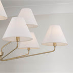 Capital Lighting 456691AD-714 Aged Brass 45'' W X 22.5'' H 9-light Angular Two-tier Chandelier In Aged Brass With Tapered White Fabric Shades Image 3