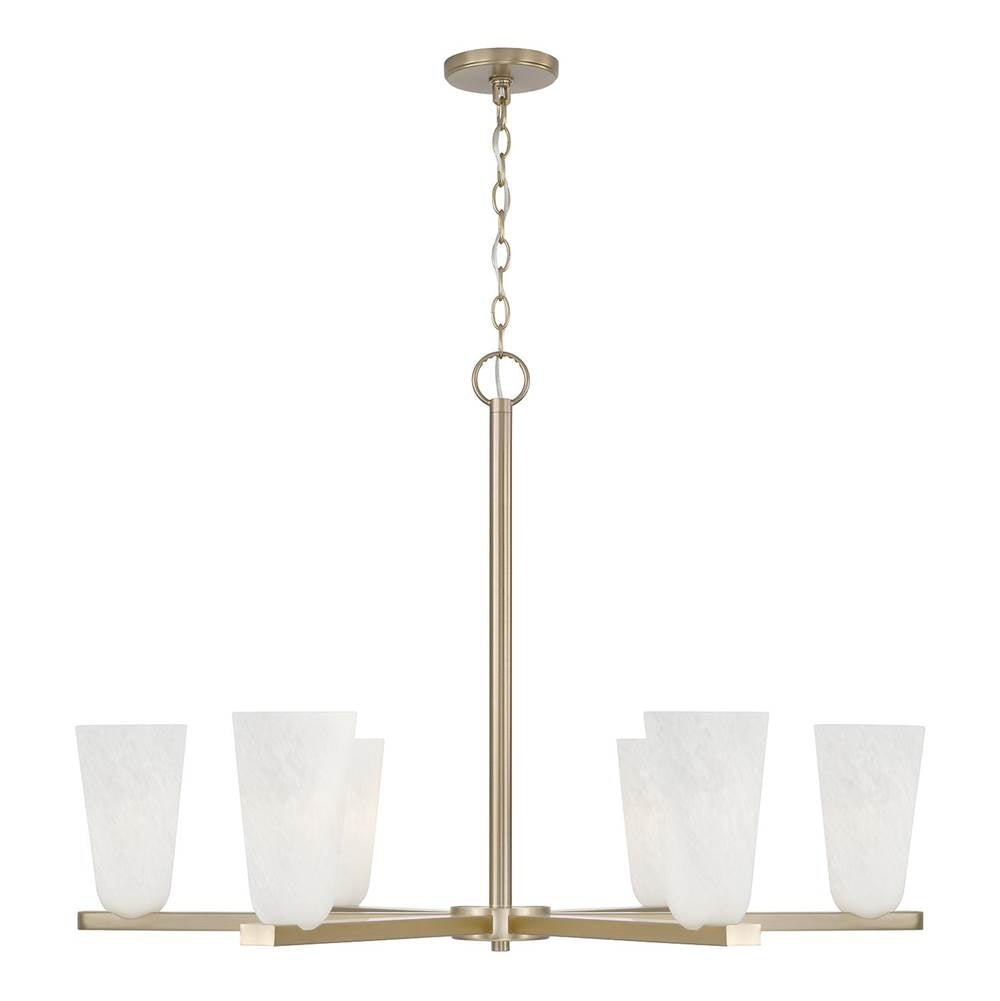 Capital Lighting 456961MA-556 Matte Brass 36'' W X 20'' H 6-light Chandelier In Matte Brass With Faux Alabaster Glass Image 1