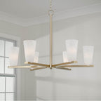 Capital Lighting Romy 36'' W X 20'' H 6-light Chandelier In Matte Brass With Faux Alabaster Glass