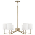 Capital Lighting 457061MA-715 Matte Brass 40'' W X 18.5'' H 6-light Chandelier In Matte Brass With Clear Acrylic Accents And Cylindrical White Fabric Shades Image 1