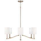 Capital Lighting 457061MA-715 Matte Brass 40'' W X 18.5'' H 6-light Chandelier In Matte Brass With Clear Acrylic Accents And Cylindrical White Fabric Shades Image 2