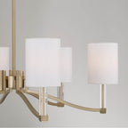 Capital Lighting 457061MA-715 Matte Brass 40'' W X 18.5'' H 6-light Chandelier In Matte Brass With Clear Acrylic Accents And Cylindrical White Fabric Shades Image 3