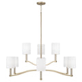 Capital Lighting 457091MA-715 Matte Brass 32'' W X 9.25'' H 9-light Two-tier Chandelier In Matte Brass With Clear Acrylic Accents And Cylindrical White Fabric Shades Image 1